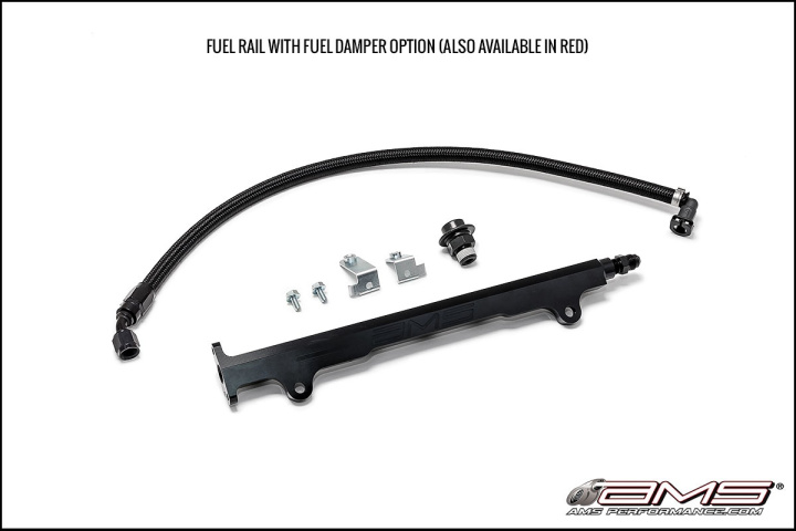 AMS.04.07.0006-2 EVO X Fuelrail Svart Med Pulsdämpare AMS Performance