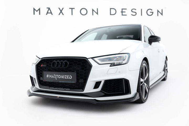 Audi RS3 8V (Facelift) Sedan 2017-2020 Frontsplitter V.4 Maxton Design i gruppen Välj bilmodell / Audi / RS 3 2015+ / Styling hos DDESIGN Scandinavia AB (AU-RS3-8VF-S-FD4G)