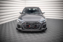 Audi S3 / A3 S-Line 8Y 2020-2024 Street Pro Frontläpp / Frontsplitter + Flaps Svart/Röd + Blanka Flaps Maxton Design