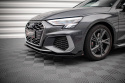 Audi S3 / A3 S-Line 8Y 2020-2024 Street Pro Frontläpp / Frontsplitter + Flaps Svart/Röd + Blanka Flaps Maxton Design