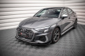 Audi S3 / A3 S-Line 8Y 2020-2024 Street Pro Frontläpp / Frontsplitter + Flaps Svart/Röd + Blanka Flaps Maxton Design