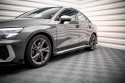 Audi S3 / A3 S-Line 8Y / 8Y Facelift 2020-2024 Street Pro Sidoextensions + Flaps V.1 Svart/Röd + Blanka Flaps Maxton Design