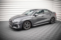 Audi S3 / A3 S-Line 8Y / 8Y Facelift 2020-2024 Street Pro Sidoextensions + Flaps V.1 Svart/Röd + Blanka Flaps Maxton Design