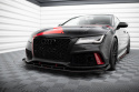 Audi A7 (RS7 Look) C7 2010-2014 Street Pro Frontläpp / Frontsplitter + Flaps Svart/Röd + Blanka Flaps Maxton Design