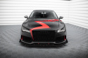 Audi A7 (RS7 Look) C7 2010-2014 Street Pro Frontläpp / Frontsplitter + Flaps Svart/Röd + Blanka Flaps Maxton Design