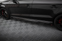 Audi RS3 Sedan 8V Facelift 2016- 2020 Street Pro Sidoextensions V.1 + Flaps Svart/Röd + Blanka Flaps Maxton Design