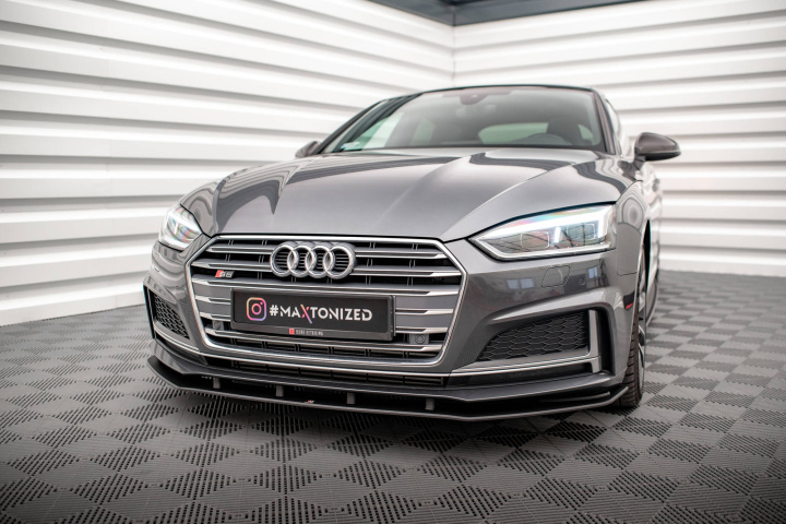 Audi A5 S-Line / S5 Coupe / Sportback F5 2017-2019 Street Pro Frontläpp / Frontsplitter Svart/Röd Maxton Design i gruppen Välj bilmodell / Audi / A5 - S5 - RS5 (F5) 2016+ / Styling hos DDESIGN Scandinavia AB (AUS52CNC-FD1BRB)