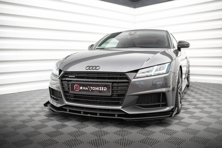 Audi TT S / S-Line 8S 2014- 2018 Street Pro Frontläpp / Frontsplitter + Flaps Svart/Röd + Blanka Flaps Maxton Design i gruppen Välj bilmodell / Audi / TT (8J) 2006-2014 & TT (8S) 2014+ / Styling hos DDESIGN Scandinavia AB (AUTT3SLINECNC-FD1BRBFSF1G)