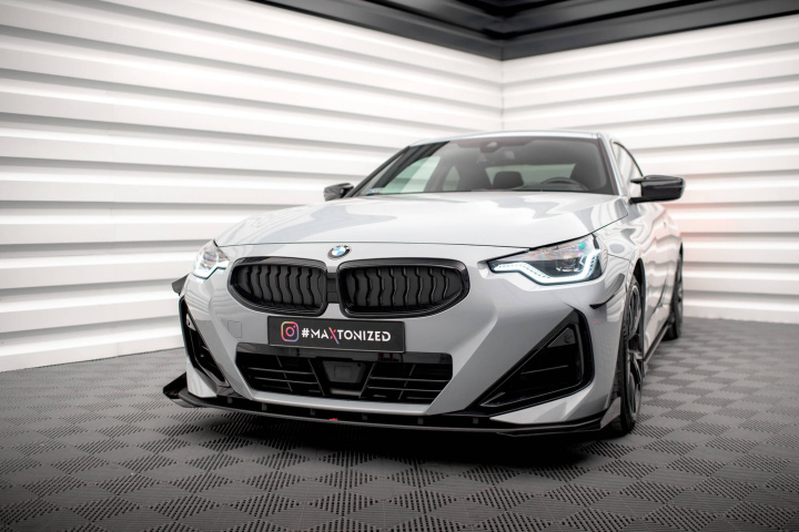 BMW 2 Coupe M-Pack / M240i G42 2021- Street Pro Frontläpp / Frontsplitter + Flaps Svart/Röd + Blanka Flaps Maxton Design i gruppen Välj bilmodell / BMW / 2-serie (G42) 2022+ hos DDESIGN Scandinavia AB (BM242MPACKCNC-FD1BRBFSF1G)