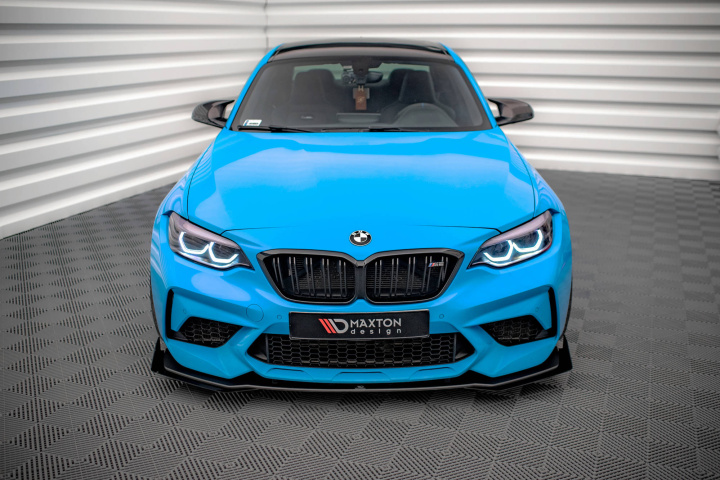 BMW M2 Competition F87 2016-2020 Street Pro Frontläpp / Frontsplitter V.1 + Flaps Svart/Röd + Blanka Flaps Maxton Design i gruppen Välj bilmodell / BMW / M2 2-serie (F87) 2015+ / Styling hos DDESIGN Scandinavia AB (BM287MCOMPCNC-FD1BRBFSF1G)
