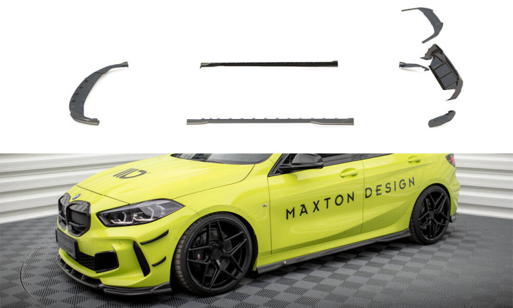 BMW 1-Serie F40 M-Sport inkl. M135i 2019+ Kolfiber Komplett Splitterkit Maxton Design i gruppen Välj bilmodell / BMW / 1-serie (F40) 2019+ / Styling / Vingar hos DDESIGN Scandinavia AB (CF-BM-1-40-M-SET)