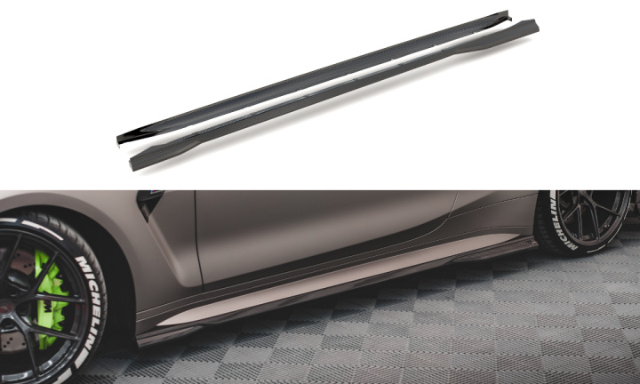 BMW M4 G82 2021+ Kolfiber Sidoextensions V.1 Maxton Design i gruppen Välj bilmodell / BMW / M4 4-serie (G82) 2021+ hos DDESIGN Scandinavia AB (CF-BM-4-G82-M-SD1-245-P)