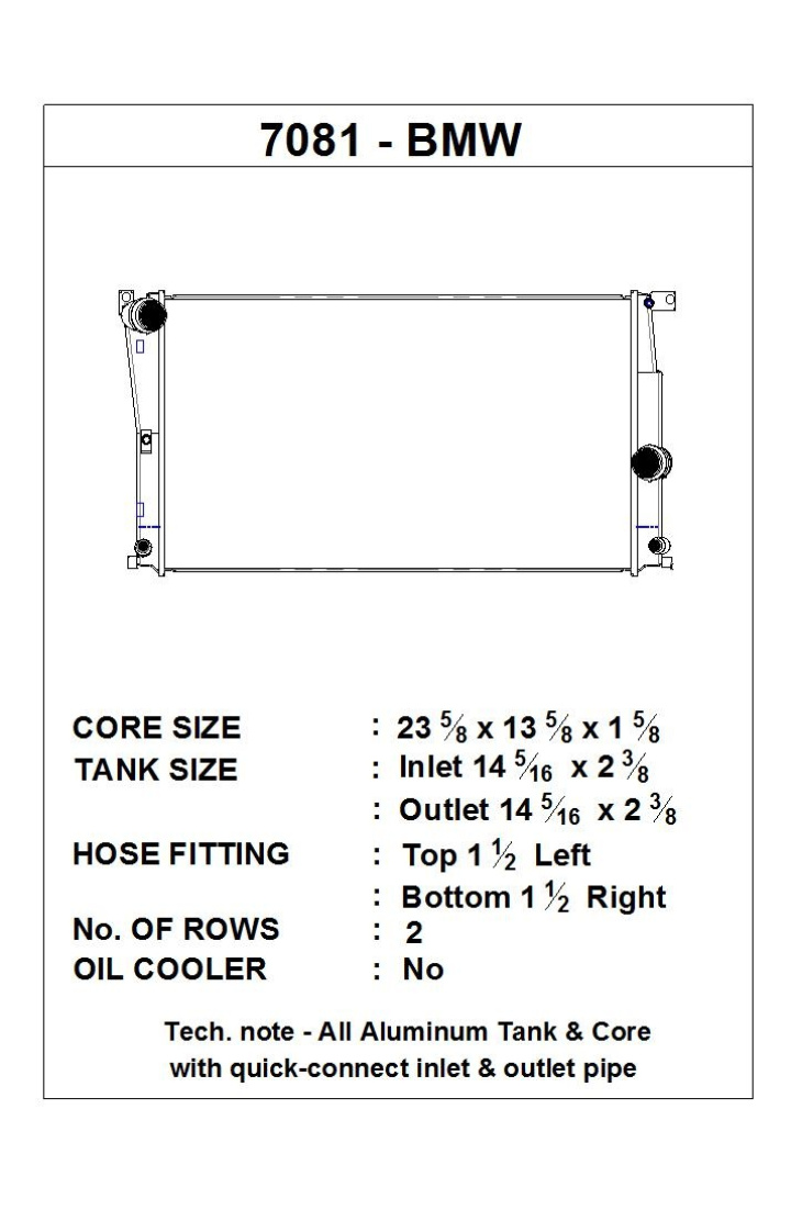CSF7081 BMW F2x / F3x (Auto) Kylare CSF Radiators