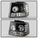 Silverado 1500/2500 99-02 / Silverado 3500 01-02 / Suburban 1500/2500 00-06 / Tahoe 00-06 LED (Utbytbara LEDs) Strålkastare - Svarta Spyder Auto