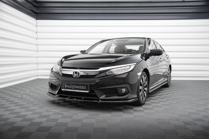 Honda Civic Mk10 2017-2022 Frontläpp / Frontsplitter V.1 Maxton Design i gruppen Välj bilmodell / Honda / Civic FC - FK Standard 16-21 / Styling / Front hos DDESIGN Scandinavia AB (HO-CI-10-FD1G)