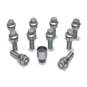 HR-1454503SET (8st hjulbult, 2st låsbult) H&R M14x1,5 sfärisk 13mm säte rörlig aluminium kona Silver, Längd 45mm