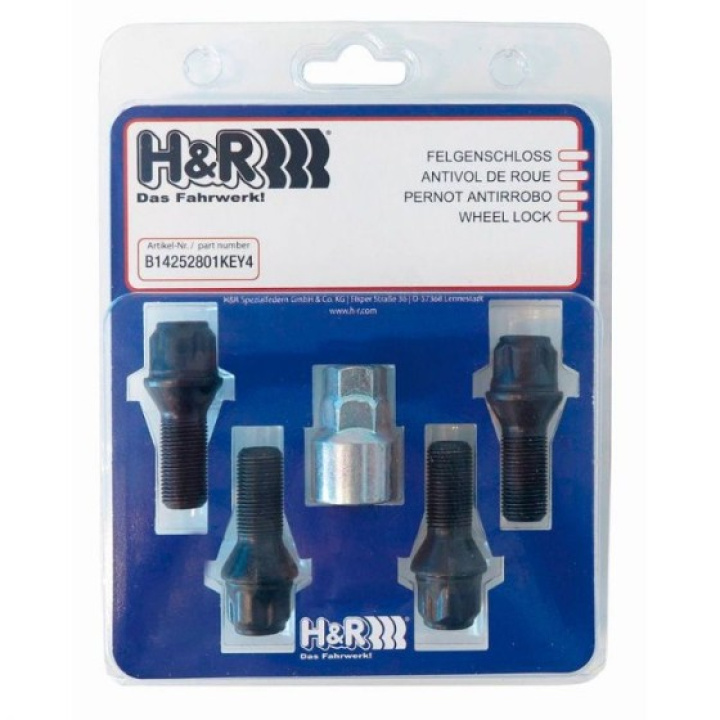 H&R Låsbultsats HR-B1252801KEY4 M12x1,5 Konisk Svart, Längd 28mm i gruppen Välj bilmodell hos DDESIGN Scandinavia AB (HR-B1252801KEY4)
