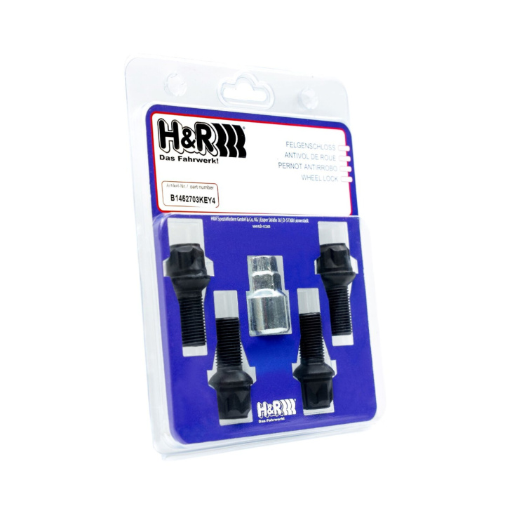 H&R Låsbultsats HR-B1452802KEY4 M14x1,5 Sfärisk 14mm säte Svart, Längd 28mm Mercedes i gruppen Välj bilmodell hos DDESIGN Scandinavia AB (HR-B1452802KEY4)