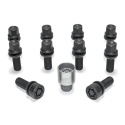HR-B1454503SET (8st hjulbult, 2st låsbult) H&R M14x1,5 sfärisk 13mm säte rörlig aluminium kona Svart, Längd 45mm
