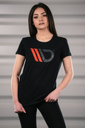 Svart T-shirt med Röd Logga Dam (XS) Maxton Design