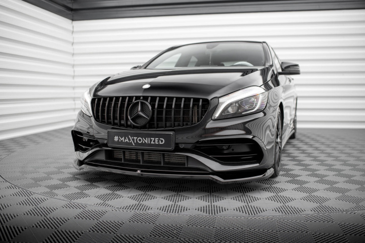 Mercedes A-Klass AMG-Line W176 Facelift 2015-2018 Frontläpp / Frontsplitter V.1 Maxton Design i gruppen Välj bilmodell / Mercedes Benz / A-Klass 12-18 (W176) / Styling hos DDESIGN Scandinavia AB (ME-A-176F-AMGLINE-FD1G)