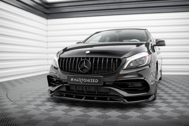 Mercedes A-Klass AMG-Line W176 Facelift 2015-2018 Frontläpp / Frontsplitter V.2 Maxton Design i gruppen Välj bilmodell / Mercedes Benz / A-Klass 12-18 (W176) / Styling hos DDESIGN Scandinavia AB (ME-A-176F-AMGLINE-FD2G)