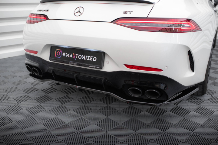 Mercedes-AMG GT 43 4-Door Coupe V8 Styling Package 2018+ Bakre Splitter (Med Splitters) V.1 Maxton Design i gruppen Välj bilmodell / Mercedes Benz / AMG GT 4-Door Coupe 2018+ (X290) hos DDESIGN Scandinavia AB (ME-GT-4D-43-V8-RD1G-RD2G)