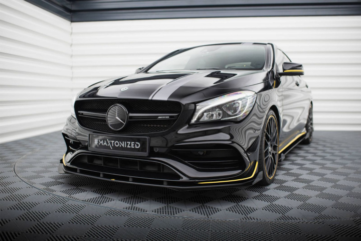 Mercedes-AMG CLA 45 Aero C117 Facelift 2017-2019 Street Pro Frontläpp / Frontsplitter + Flaps Svart/Röd + Blanka Flaps Maxton Design i gruppen Välj bilmodell / Mercedes Benz / CLA-Class 13-19 (C117) / Styling hos DDESIGN Scandinavia AB (MECLA117AMGAEROCNCFD1BRBF)