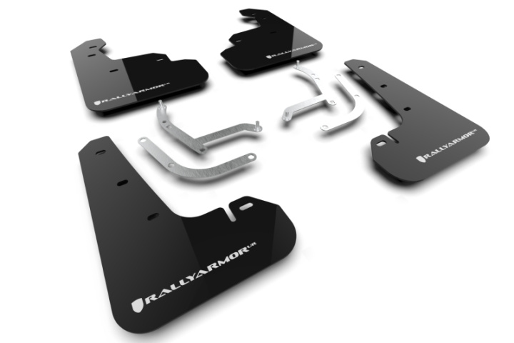 Subaru Impreza 2024-2026 Stänklappar UR Svarta Med Vit Logotyp Rally Armor i gruppen Välj bilmodell hos DDESIGN Scandinavia AB (MF105-UR-BLK-WH)