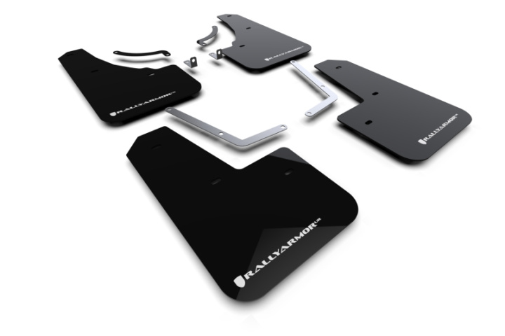Mazda CX-50 (Passar Ej CX-5) 2023-2026 Stänklappar UR Svarta Med Vit Logotyp Rally Armor i gruppen Välj bilmodell hos DDESIGN Scandinavia AB (MF107-UR-BLK-WH)