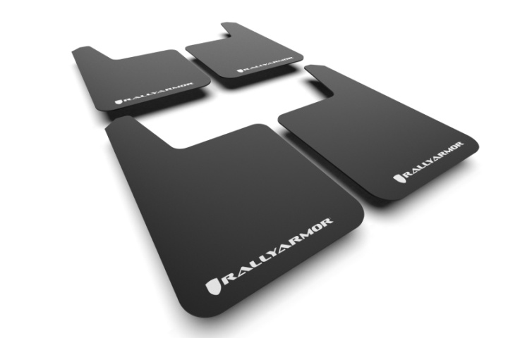 Universella Stänklappar Basic Plus Med Vit Logotyp Rally Armor i gruppen Välj bilmodell hos DDESIGN Scandinavia AB (MF20-BAS-WH)