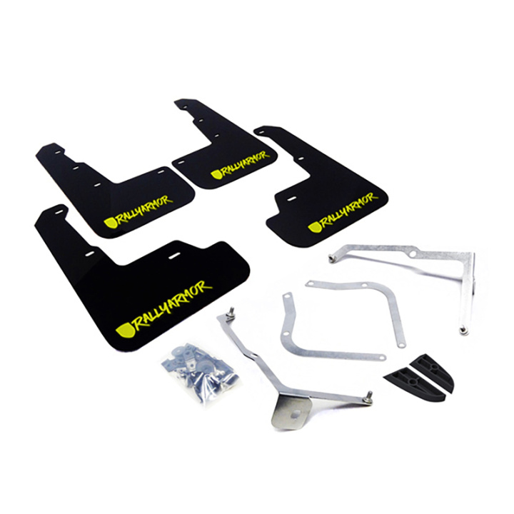 Subaru WRX/STI 2015-2021 Stänklappar Svarta Med Grön Logotyp (Alternativt Typsnitt) Rally Armor i gruppen Välj bilmodell hos DDESIGN Scandinavia AB (MF32-UR-BLK-CGN-X)