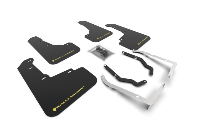 Subaru Crosstrek 2018-2023 Stänklappar UR Svarta Med Pärlemorgul Logotyp Rally Armor i gruppen Välj bilmodell hos DDESIGN Scandinavia AB (MF46-LTUR-BLK-PYP)