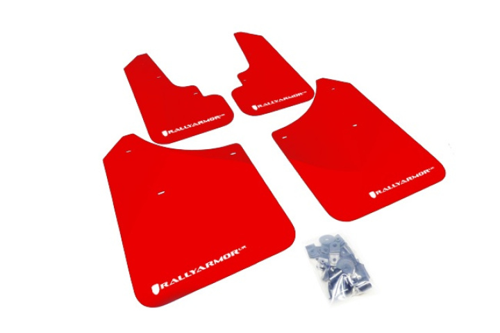 MF5-UR-RDWH 03-08 Forester UR Röda Stänkskydd Vit Logo Rally Armor