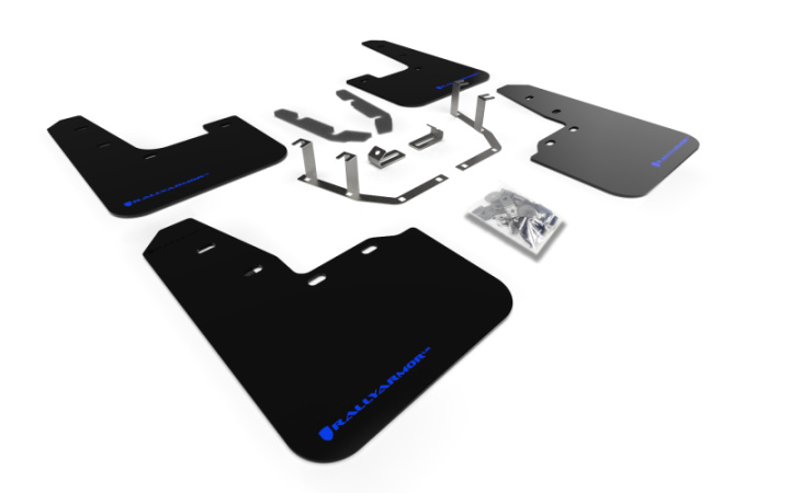 Ford Fiesta ST MK8 2018-2023 Stänklappar UR Svarta Med Blå Logotyp Rally Armor i gruppen Välj bilmodell hos DDESIGN Scandinavia AB (MF60-UR-BLK-BL)