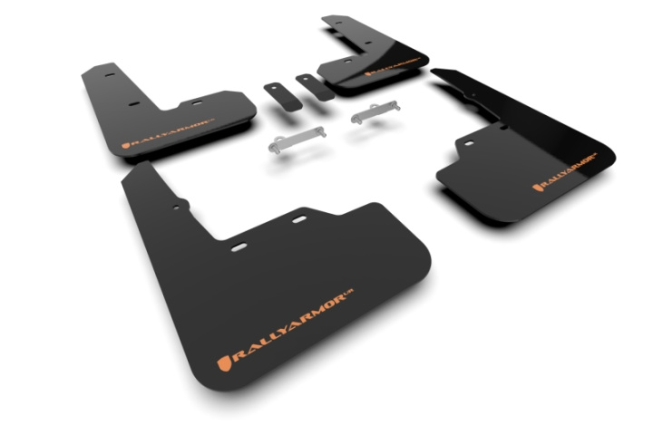 Subaru WRX 2022-2026 Stänklappar UR Svarta Med Orange Logotyp Rally Armor i gruppen Välj bilmodell hos DDESIGN Scandinavia AB (MF92-UR-BLK-OR)