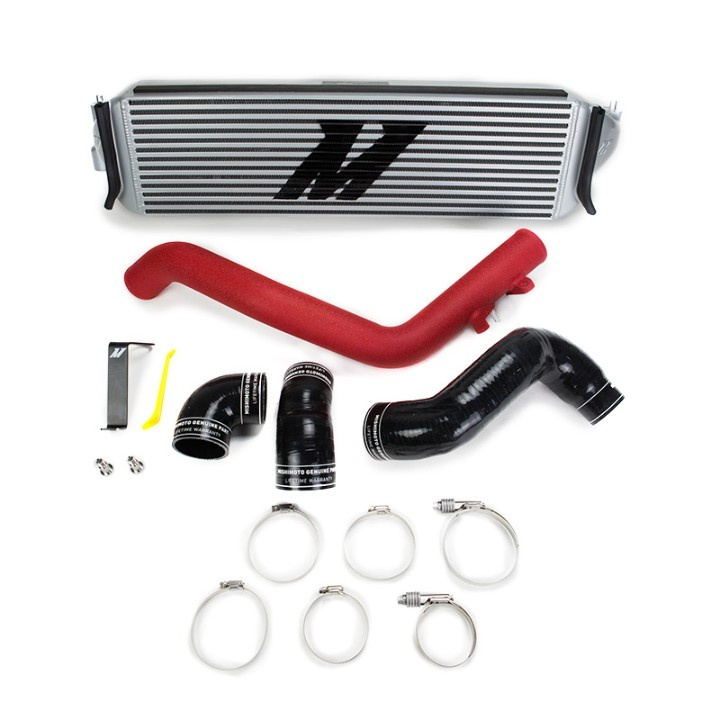 MMINT-CTR-17KSLWRD Honda Civic Type R Intercooler Kit 2017+ Silver Med Wrinkle Röd Pipes Mishimoto