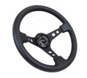 NRG Läderratt med Svart Centrum 350mm (3\'\' Djup)