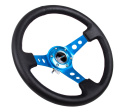 NRG Läderratt med Blått Centrum 350mm (3\'\' Djup)