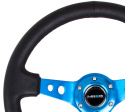 NRG Läderratt med Blått Centrum 350mm (3\'\' Djup)