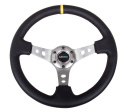 NRG Läderratt med Gunmetall Centrum / Gul Centermarkering 350mm (3\'\' Djup)