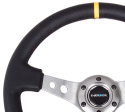 NRG Läderratt med Gunmetall Centrum / Gul Centermarkering 350mm (3\'\' Djup)