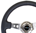 NRG Läderratt med Gunmetall Centrum 350mm (3\'\' Djup)