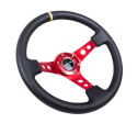 NRG Läderratt med Rött Centrum / Gul Centermarkering 350mm (3\'\' Djup)