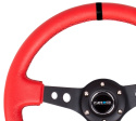 NRG Röd Läderratt med Svart Centrum / Svart Centermarkering 350mm (3\'\' Djup)