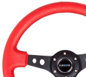 NRG Röd Läderratt med Svart Centrum 350mm (3\'\' Djup)