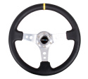 NRG Läderratt med Silver Centrum / Gul Centermarkering 350mm (3\'\' Djup)