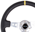 NRG Läderratt med Silver Centrum / Gul Centermarkering 350mm (3\'\' Djup)