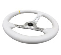 NRG Vit Läderrätt med Silver Centrum / Gul Centermarkering 350mm (3\'\' Djup)