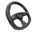 NRG Läderratt \'\'Racestyle\'\' med Röda Sömmar / Platt botten